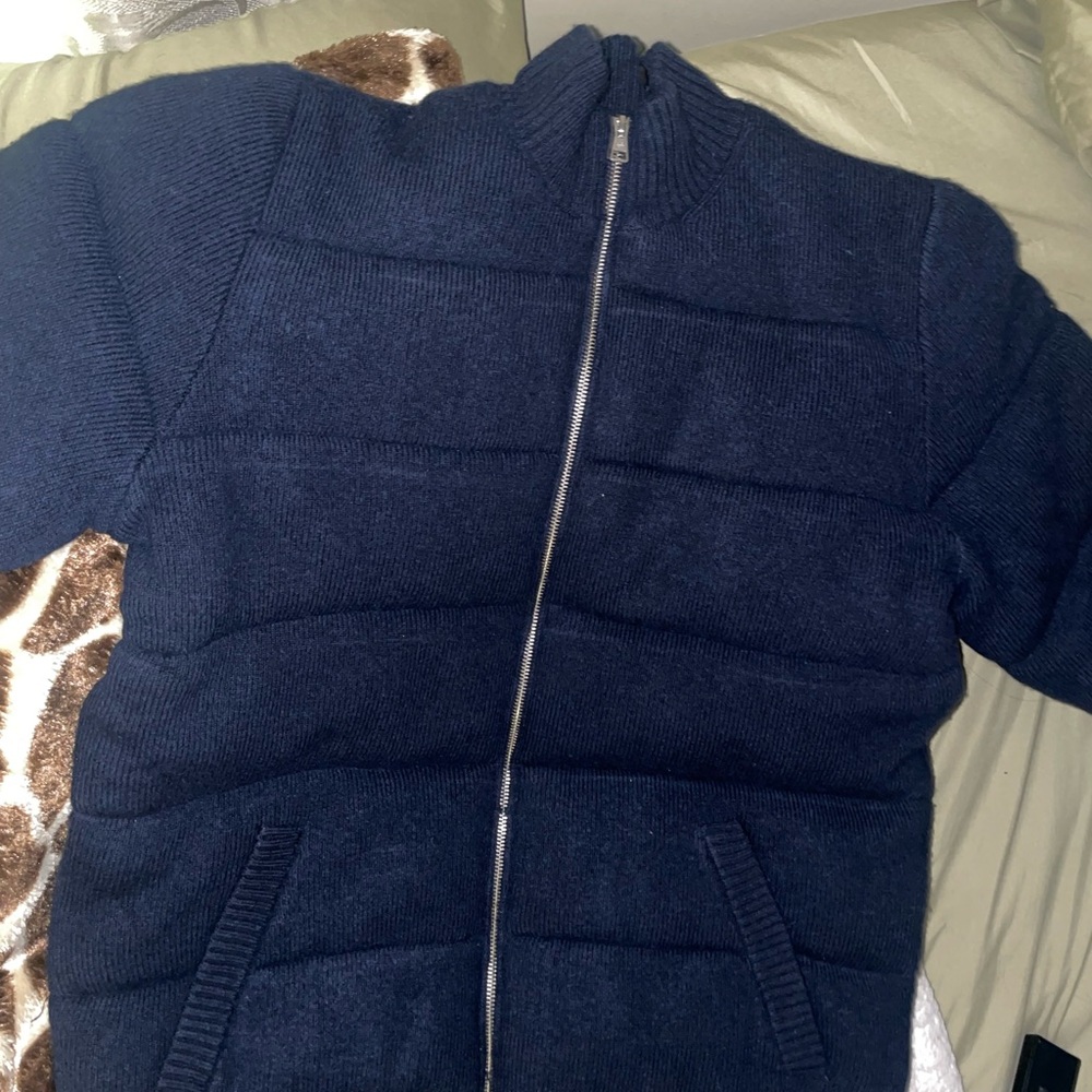100 Percent Cashmere! NAAD Men's Navy Zip Up Sweater